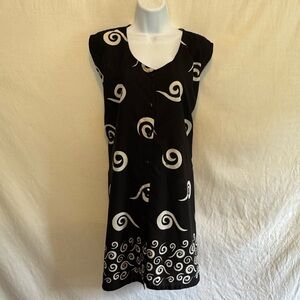 C-128 Rima PLUS SIZE XXL Black & White Sleeveless Button Down‎ Swim Cover